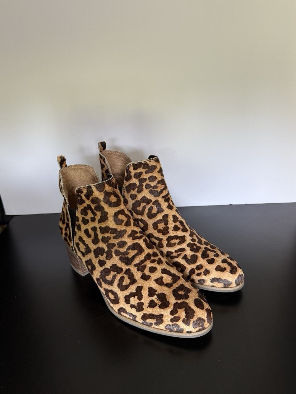 Dr Scholls Leopard Cow Hair Chelsea Ankle Boots Booties Womens 8 M